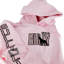 Load image into Gallery viewer, Hoodie: Pink Hoody American Bully Silhouette Center Logo with Bully Life Arm (Rose Gold)