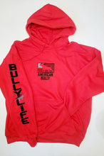 Load image into Gallery viewer, Hoodie: American Bully Flag with Bully Life Arms (Black & Grey Stitch with Black GLITTER Fill on Arm)