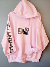 Load image into Gallery viewer, Hoodie: Pink Hoody American Bully Silhouette Center Logo with Bully Life Arm (Rose Gold)