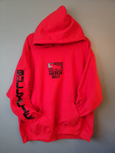 Load image into Gallery viewer, Hoodie: American Bully Flag with Bully Life Arm (Black & Grey Stitching with Black Arm SOLID COLOR Fill)