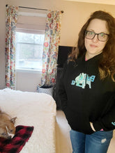 Load image into Gallery viewer, Hoodie: Bully Life Blue with Bule Holographic Fill & Bully Life Matching Sleeve with Flag