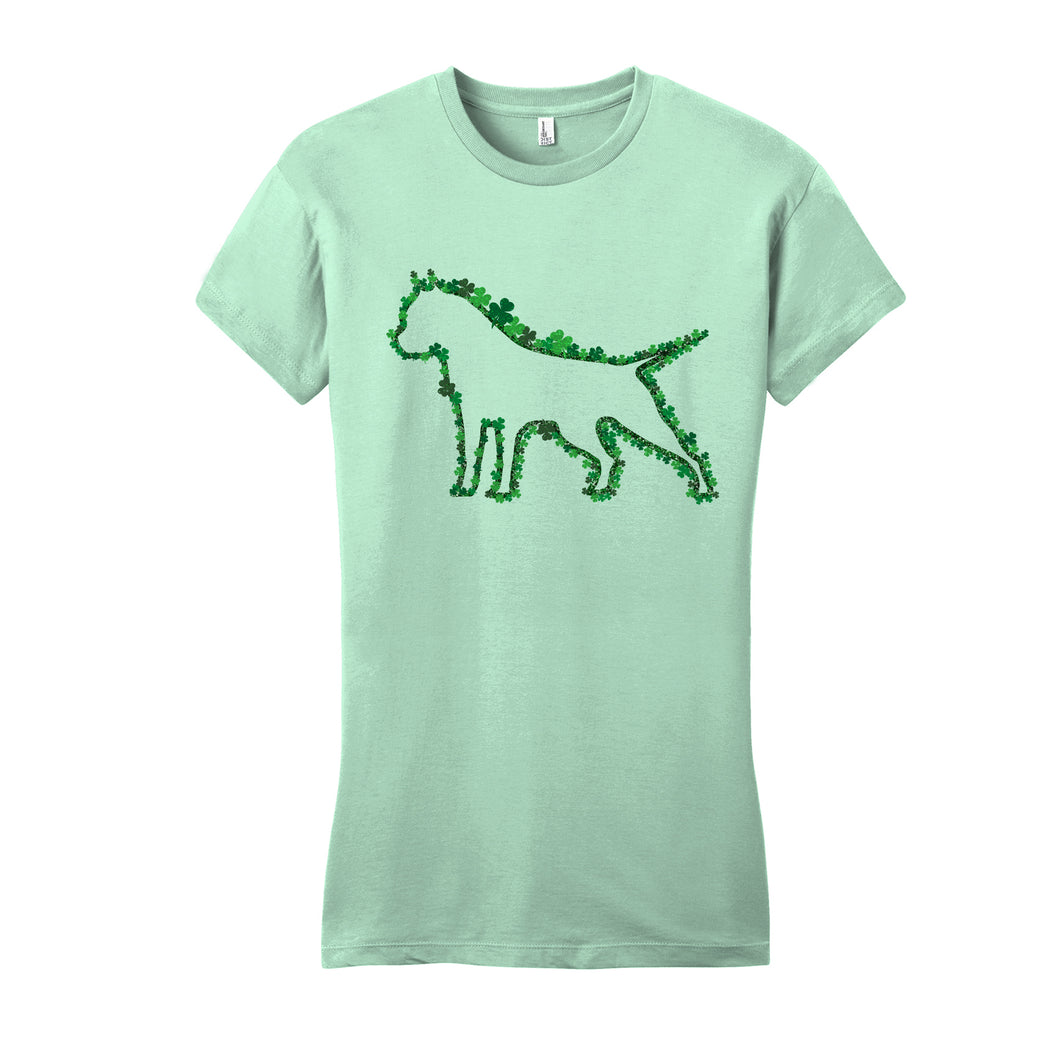 T-Shirt : American Bully Silhouette - St Patrick Clover - Green Shirt