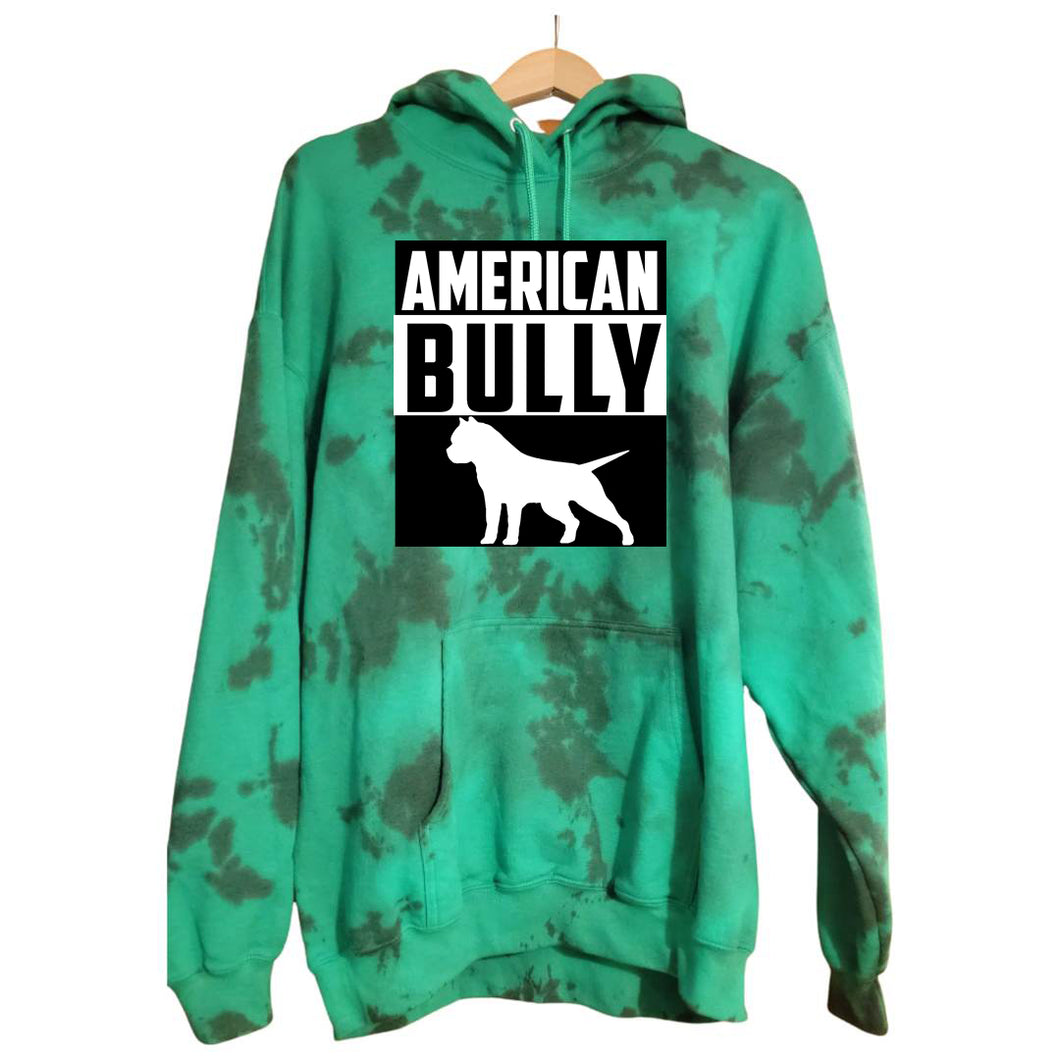 Hoodie: Green tie dye American Bully Straight