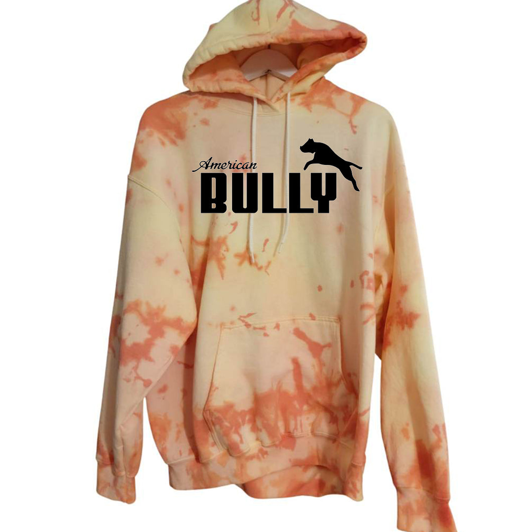 Hoodie - American Bully Jumping Logo - Orange Tie Dye