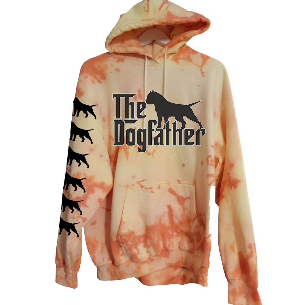 Hoodie: Orange tie dye The Dog Father - With Bully Silhouette Arm