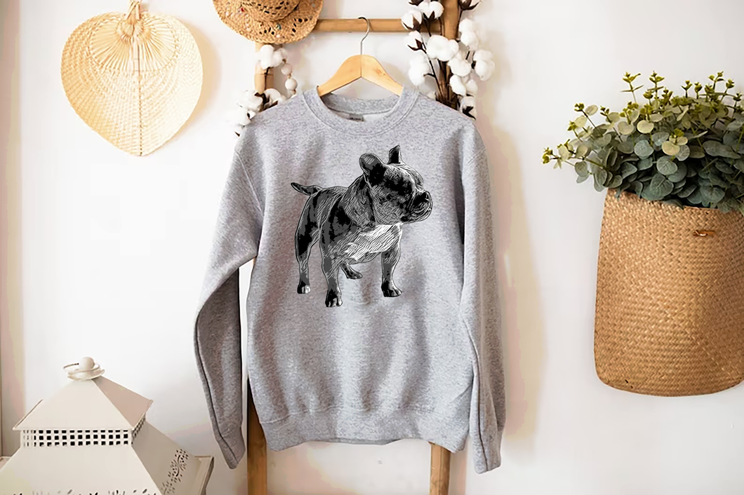 CUSTOM Sketch Dog Printed Front  - T-Shirts, Hoodies, Sweatshirts - Light Grey Tone