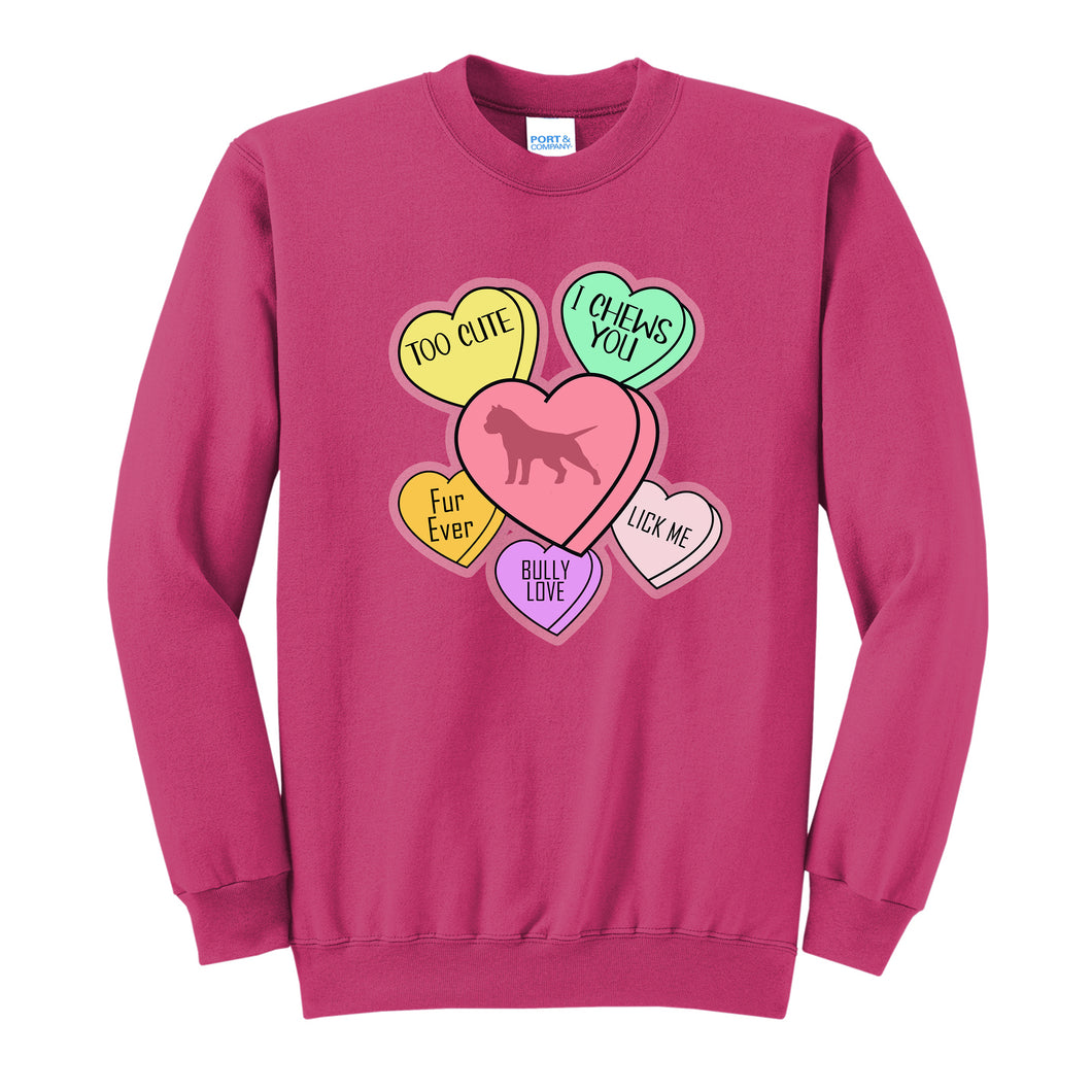 Valentines Day - Bully Candy Hearts- Sweatshirt Crew Neck - Pink