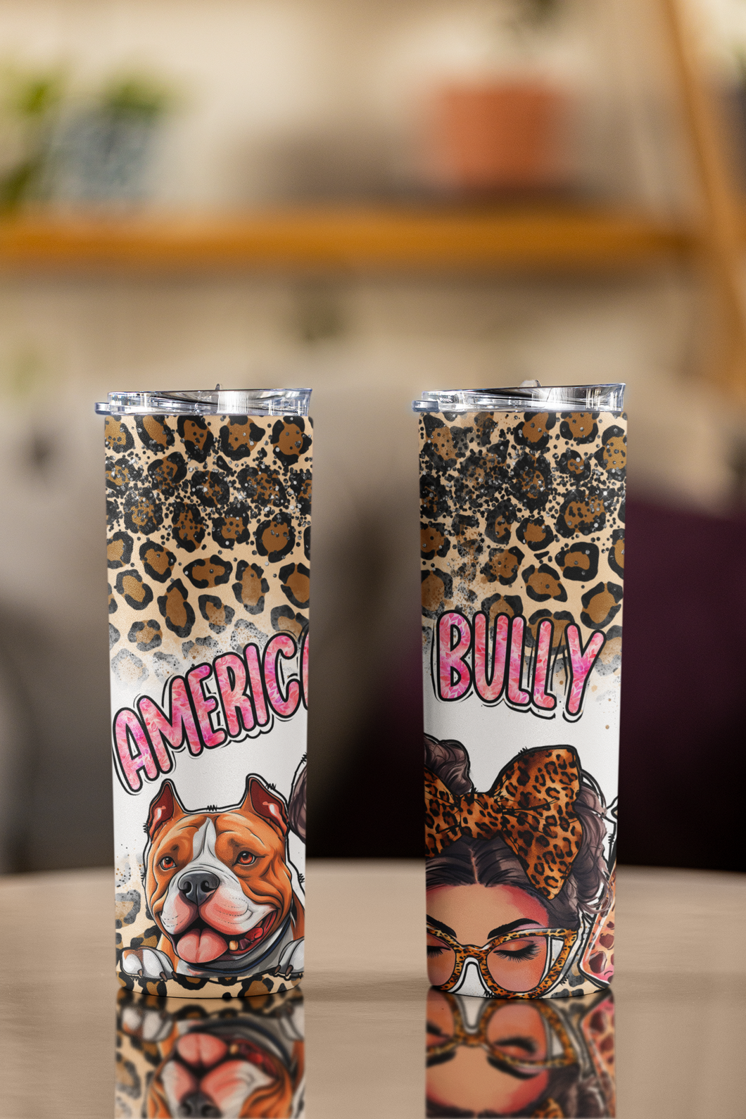 Tumbler - 20oz - American Bully Mom - Leopard