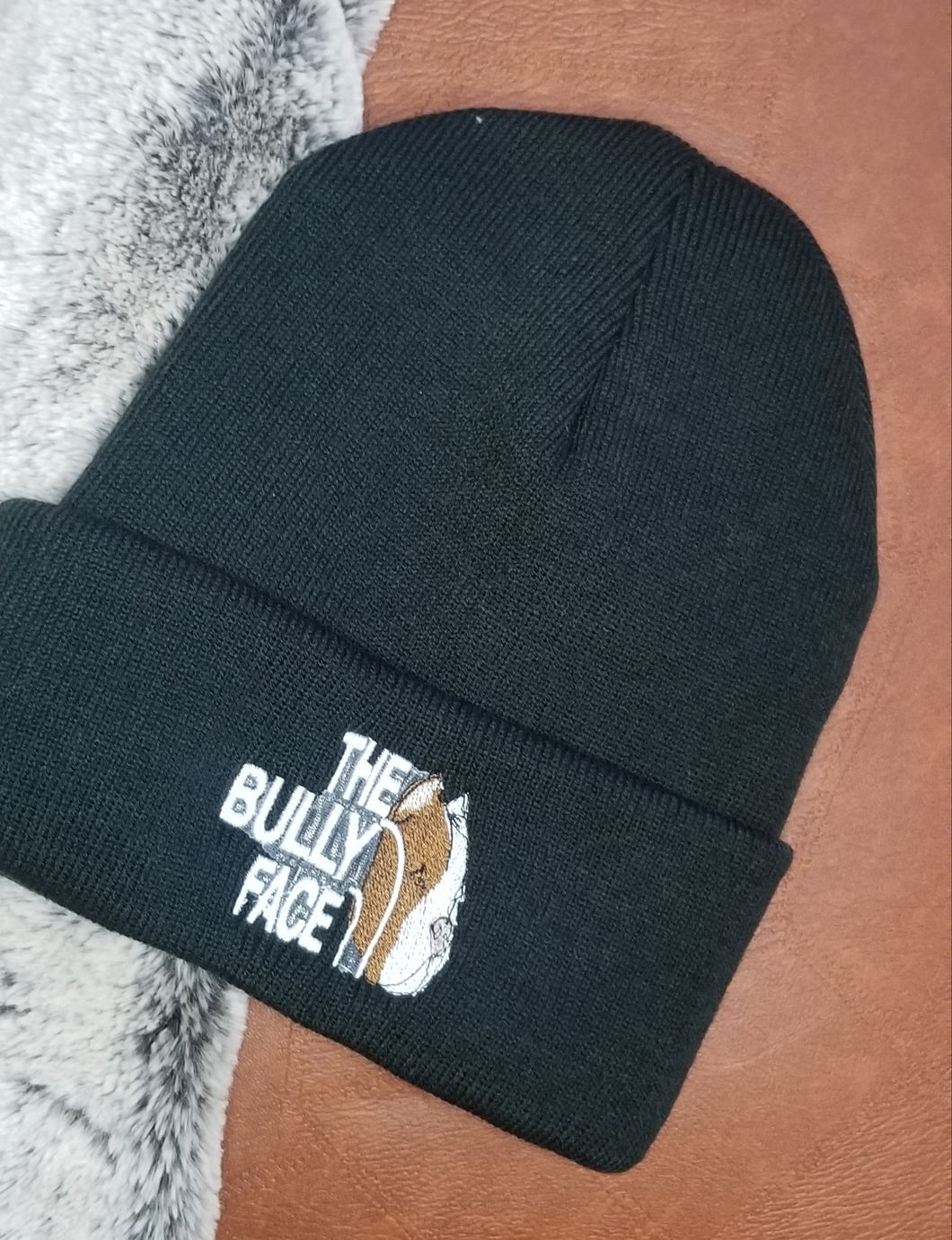 Hat: CLEARANCE - SAME DAY SHIPPING Beanie Fold Up: Bully Face black