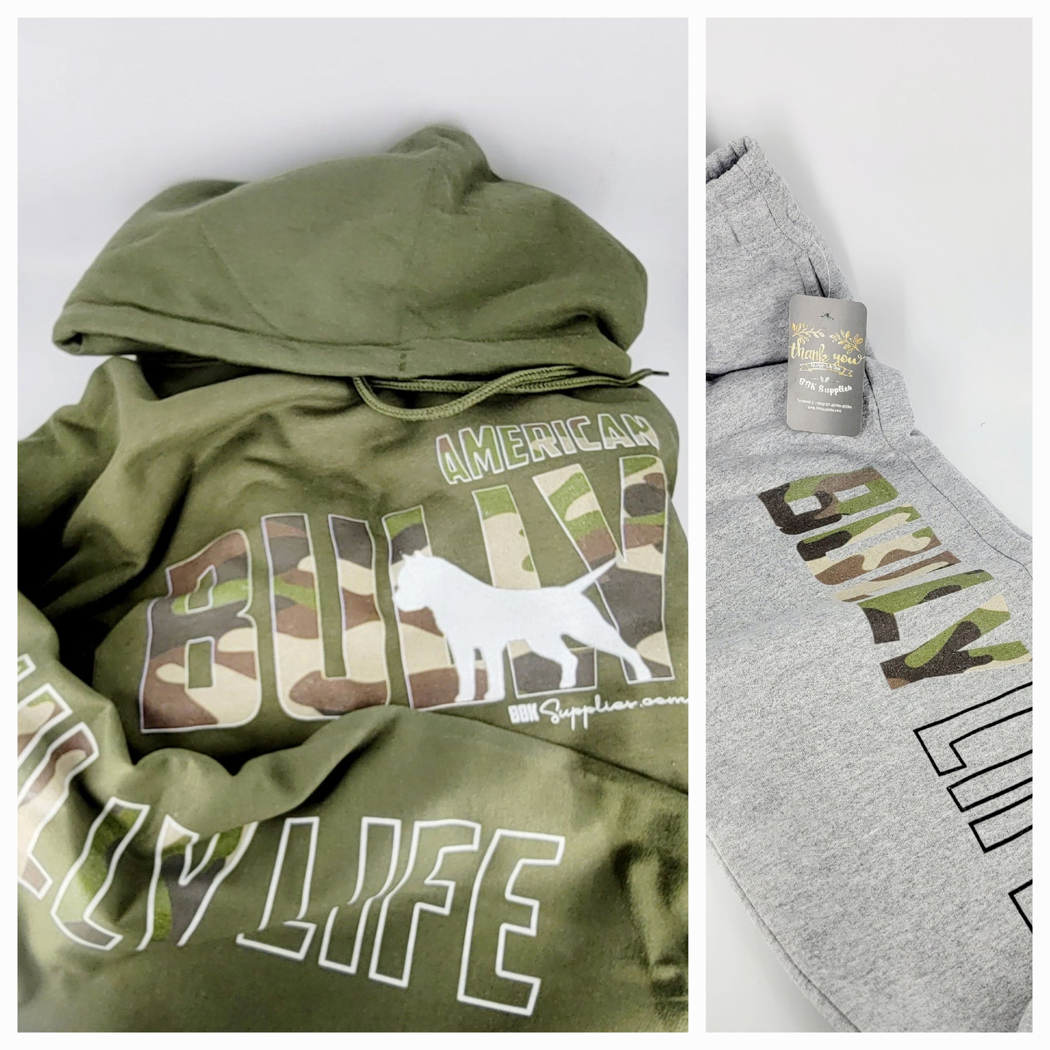 PANT & HOODIE SET: American Bully Silhouette with Bully Life 