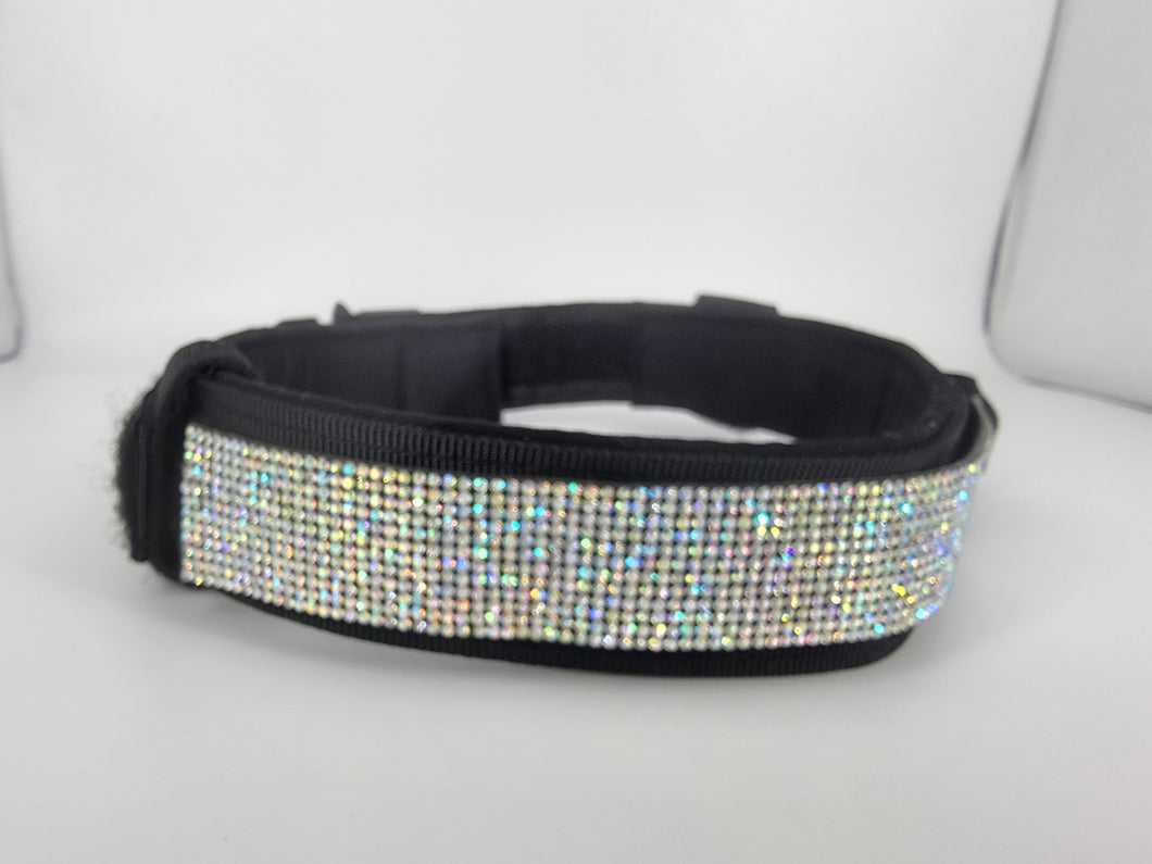 Tactical Collar With Rhinestone Patch - Iridescent