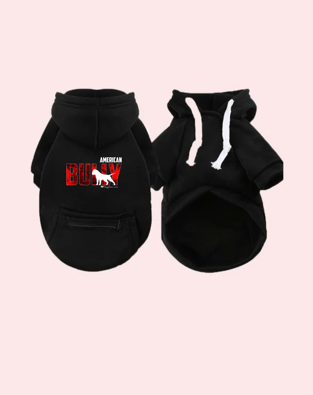 Dog Hoodie: American Bully Silhouette - Red Smoke