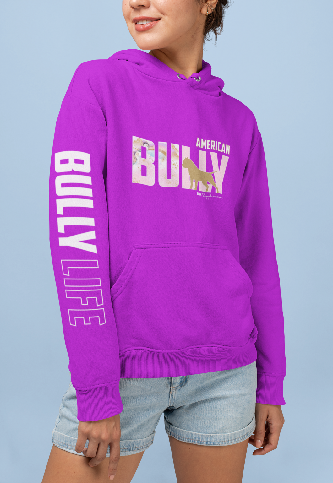 Hoodie: Unicorn American Bully Silhouette with Bully Life Arm