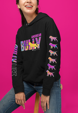 Load image into Gallery viewer, Hoodie: American Bully Silhouette with Two Arm Prints - Paint Splatter
